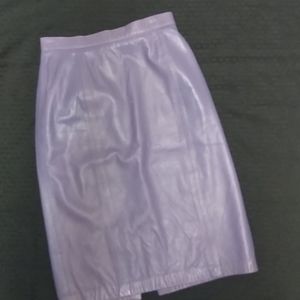 Below the knee faux leather skirt